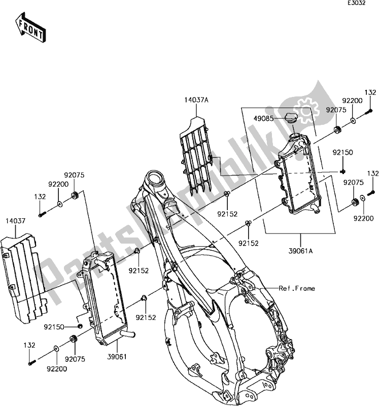 Alle onderdelen voor de D-4 Radiator van de Kawasaki KLX 450R 2017