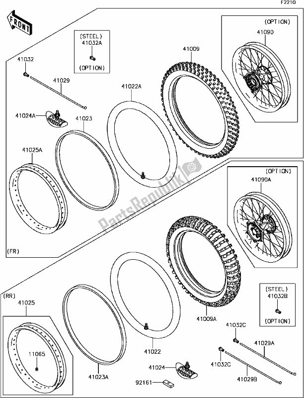 All parts for the E-10tires of the Kawasaki KLX 450R 2017