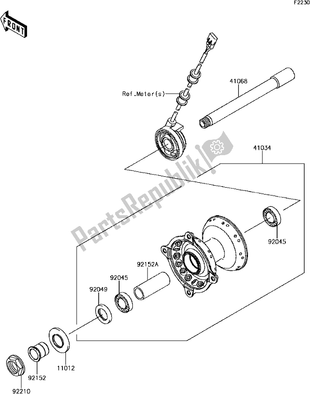 All parts for the E-11front Hub of the Kawasaki KLX 450R 2017