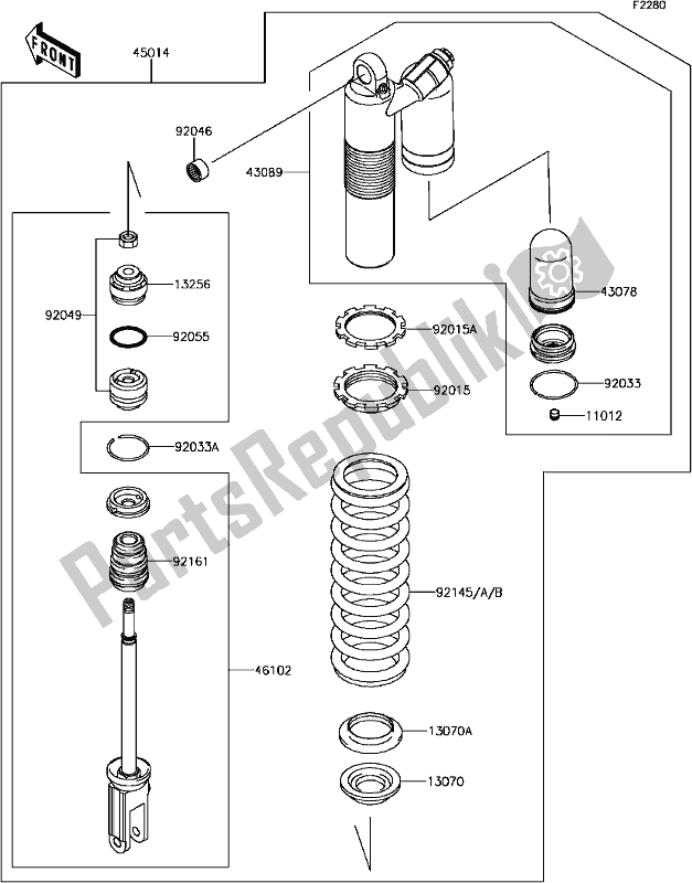 All parts for the E-14shock Absorber(s) of the Kawasaki KLX 450R 2017