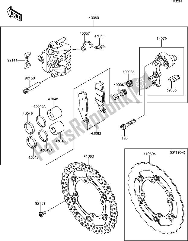 All parts for the F-4 Front Brake of the Kawasaki KLX 450R 2017
