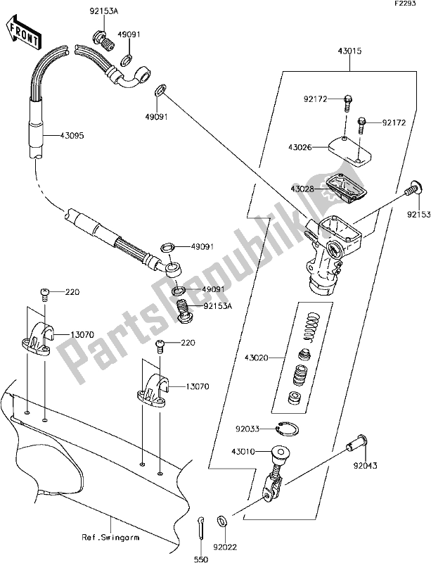 All parts for the F-5 Rear Master Cylinder of the Kawasaki KLX 450R 2017