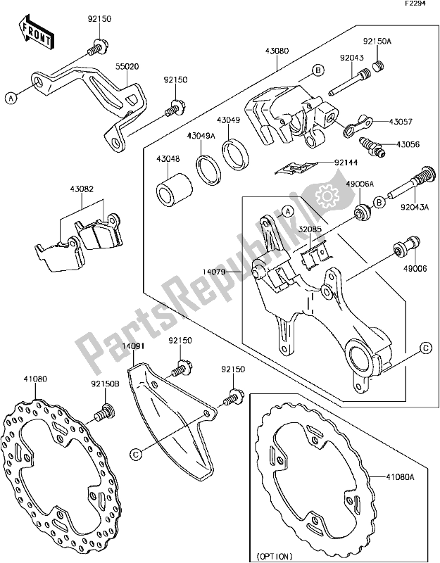 All parts for the F-6 Rear Brake of the Kawasaki KLX 450R 2017