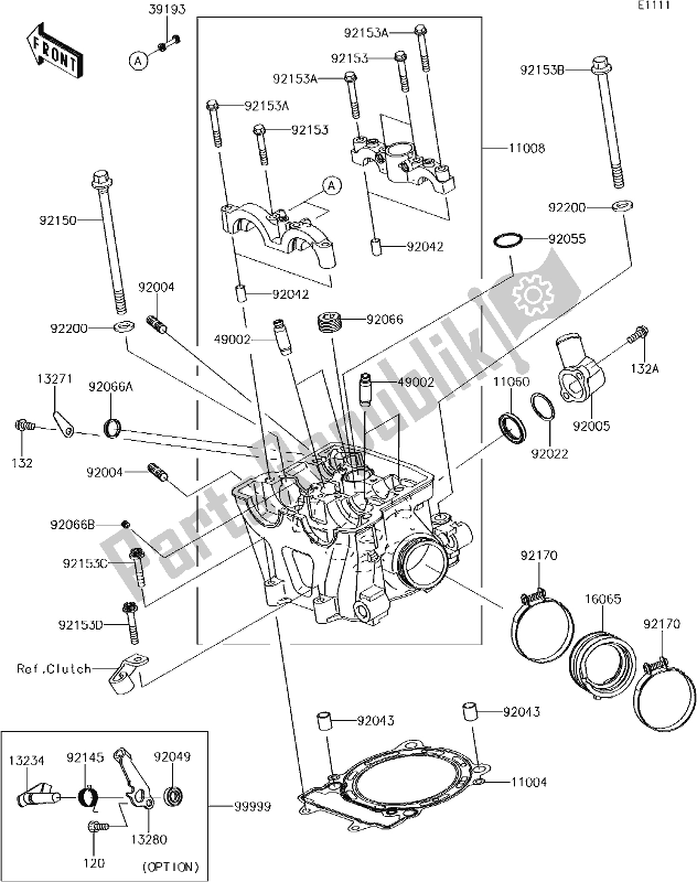 Tutte le parti per il 1 Cylinder Head del Kawasaki KLX 450R 2018