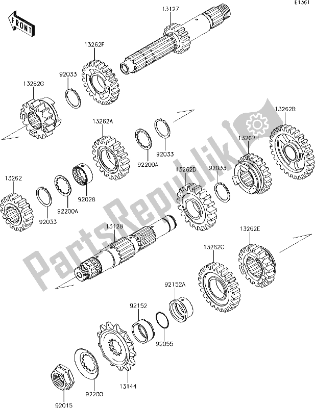 Tutte le parti per il 11 Transmission del Kawasaki KLX 450R 2018