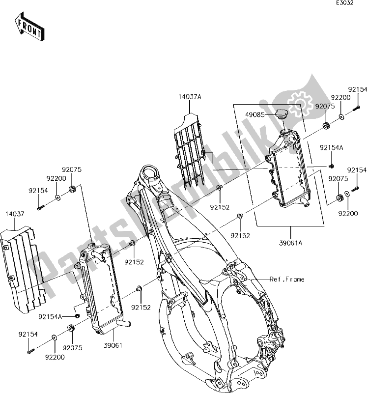 Alle onderdelen voor de 23 Radiator van de Kawasaki KLX 450R 2018