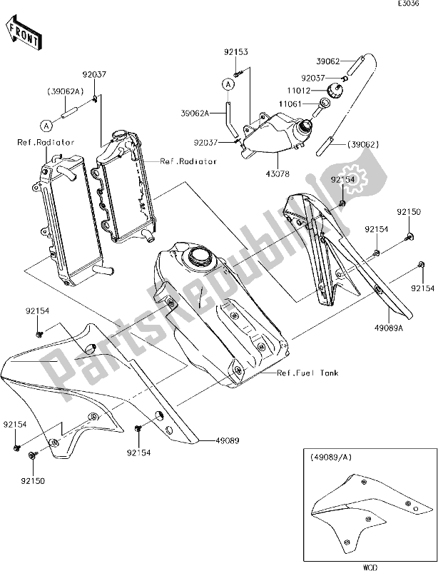 Todas as partes de 24 Engine Shrouds do Kawasaki KLX 450R 2018