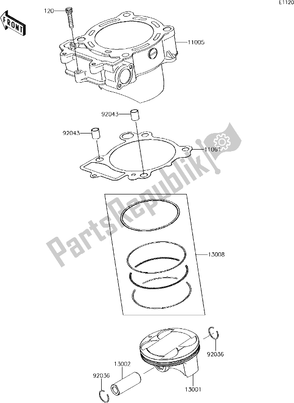 All parts for the 3 Cylinder/piston(s) of the Kawasaki KLX 450R 2018