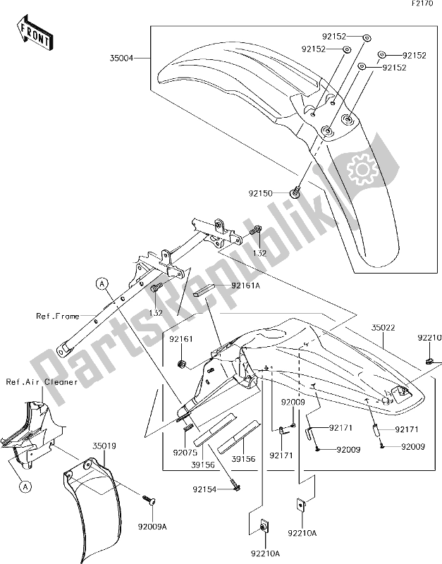 Tutte le parti per il 31 Fenders del Kawasaki KLX 450R 2018