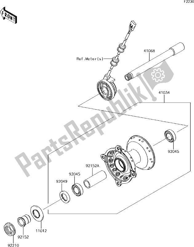 All parts for the 34 Front Hub of the Kawasaki KLX 450R 2018