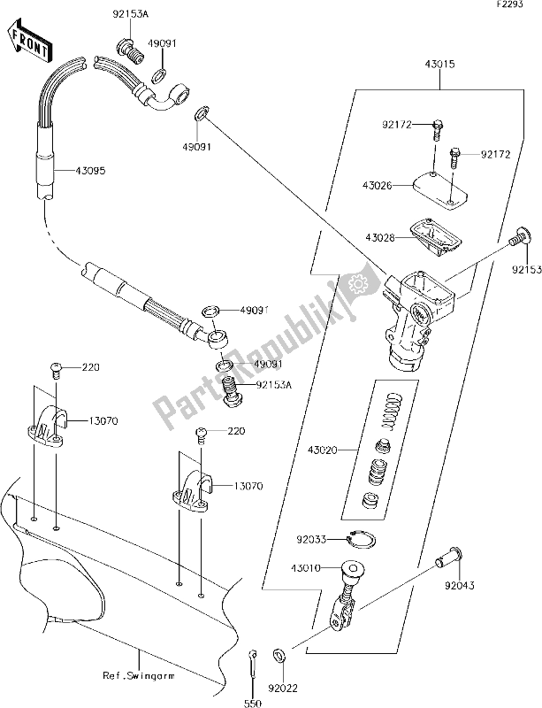 Alle onderdelen voor de 40 Rear Master Cylinder van de Kawasaki KLX 450R 2018