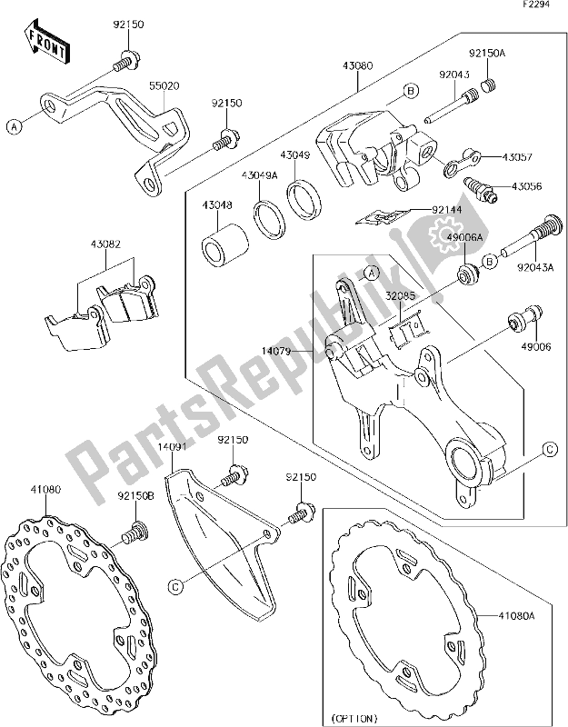 Alle onderdelen voor de 41 Rear Brake van de Kawasaki KLX 450R 2018