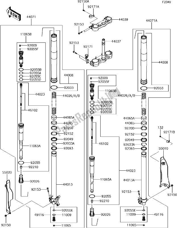 Tutte le parti per il 43-1front Fork del Kawasaki KLX 450R 2018