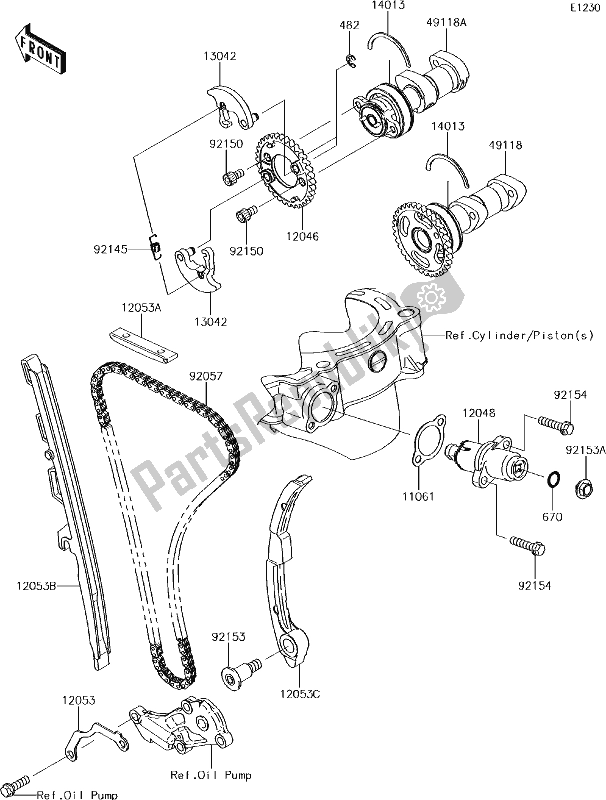 All parts for the 7 Camshaft(s)/tensioner of the Kawasaki KLX 450R 2018