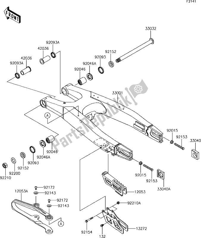 Alle onderdelen voor de 28 Swingarm van de Kawasaki KLX 450R 2019