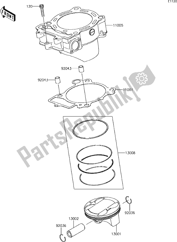 Alle onderdelen voor de 3 Cylinder/piston(s) van de Kawasaki KLX 450R 2019