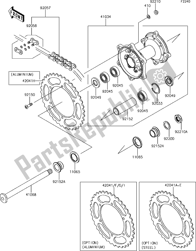 Tutte le parti per il 35 Rear Hub del Kawasaki KLX 450R 2019