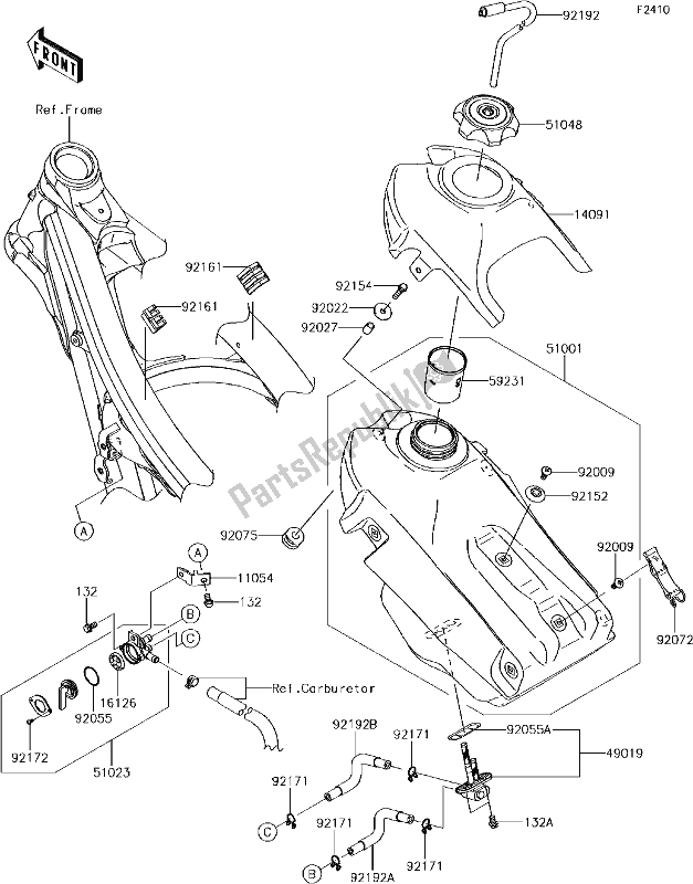 Todas las partes para 44 Fuel Tank de Kawasaki KLX 450R 2019