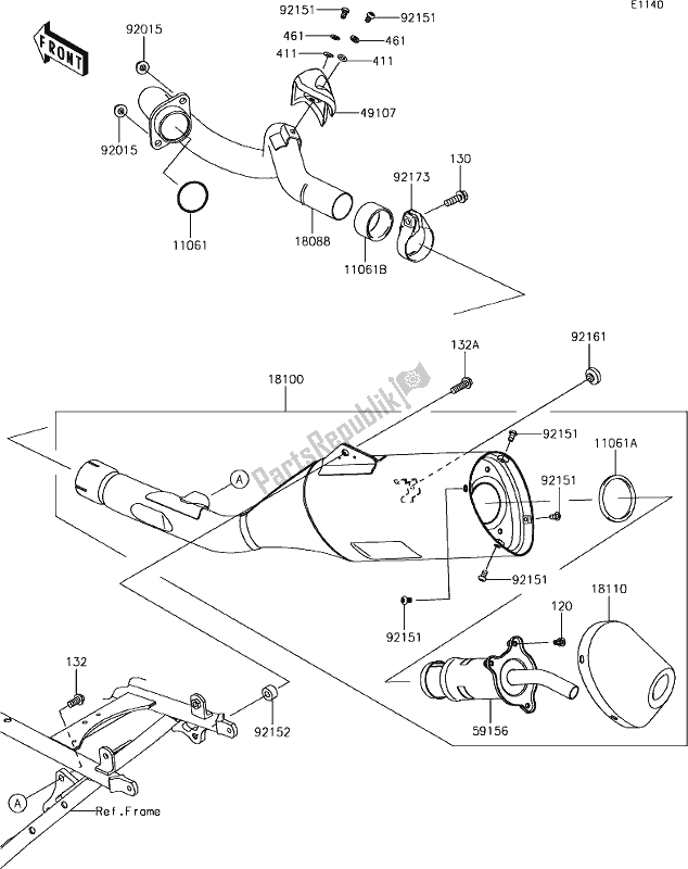 Toutes les pièces pour le 5 Muffler(s) du Kawasaki KLX 450R 2019