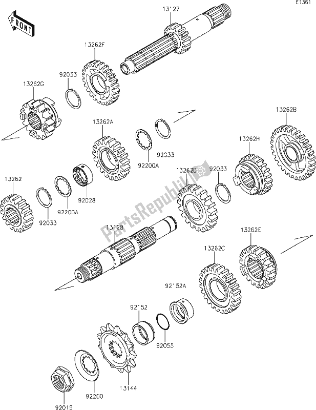 All parts for the 11 Transmission of the Kawasaki KLX 450R 2020