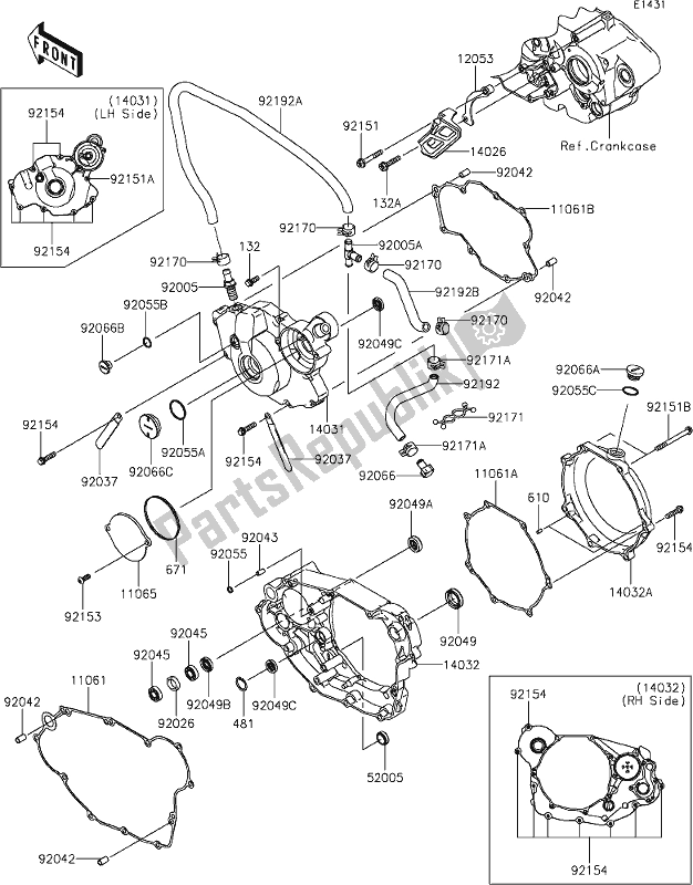 Todas las partes para 15-1engine Cover(s) de Kawasaki KLX 450R 2020