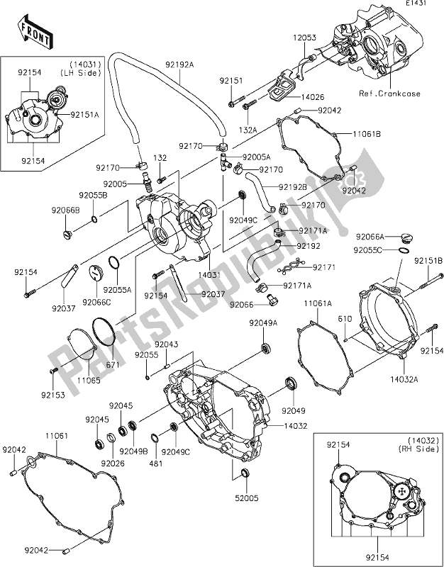 All parts for the 15 Engine Cover(s) of the Kawasaki KLX 450R 2020