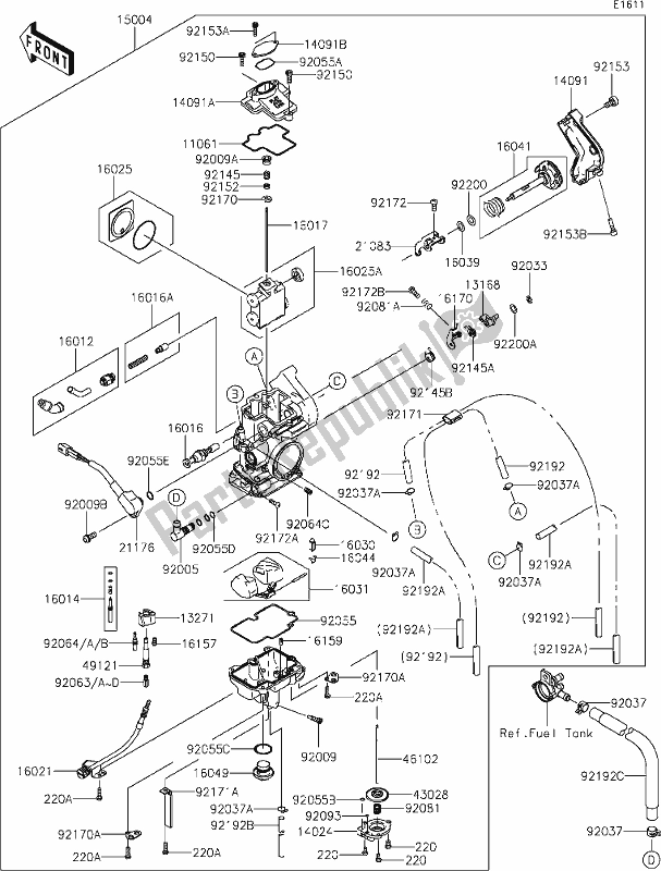 Alle onderdelen voor de 16 Carburetor van de Kawasaki KLX 450R 2020