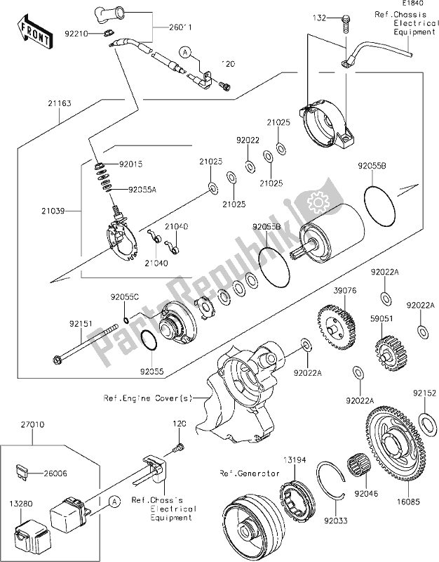 Todas las partes para 21 Starter Motor de Kawasaki KLX 450R 2020