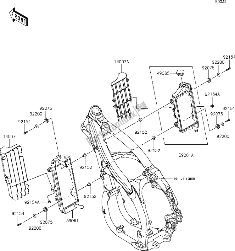 All parts for the 23 Radiator of the Kawasaki KLX 450R 2020