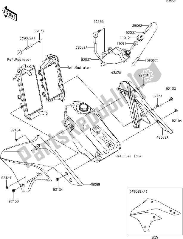 All parts for the 24 Engine Shrouds of the Kawasaki KLX 450R 2020