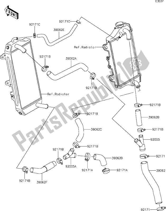 All parts for the 25 Water Pipe of the Kawasaki KLX 450R 2020