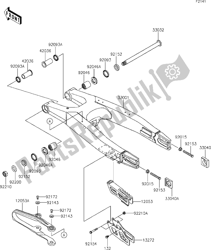 Alle onderdelen voor de 28 Swingarm van de Kawasaki KLX 450R 2020