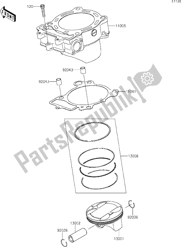 Tutte le parti per il 3 Cylinder/piston(s) del Kawasaki KLX 450R 2020