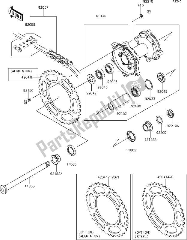 Todas las partes para 35 Rear Hub de Kawasaki KLX 450R 2020