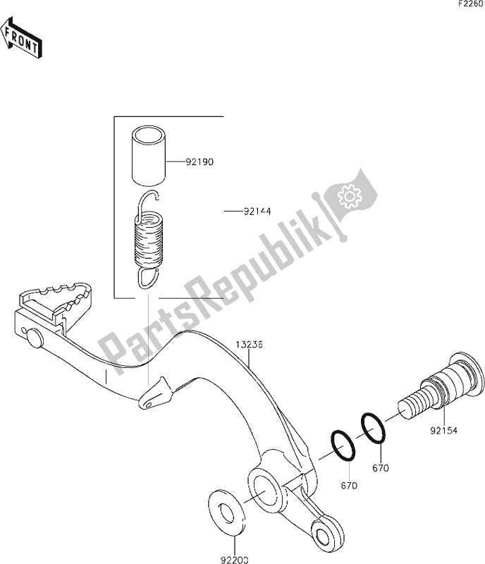 All parts for the 36 Brake Pedal of the Kawasaki KLX 450R 2020