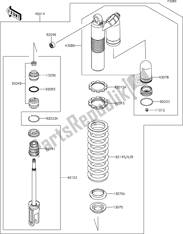 Wszystkie części do 37 Shock Absorber(s) Kawasaki KLX 450R 2020