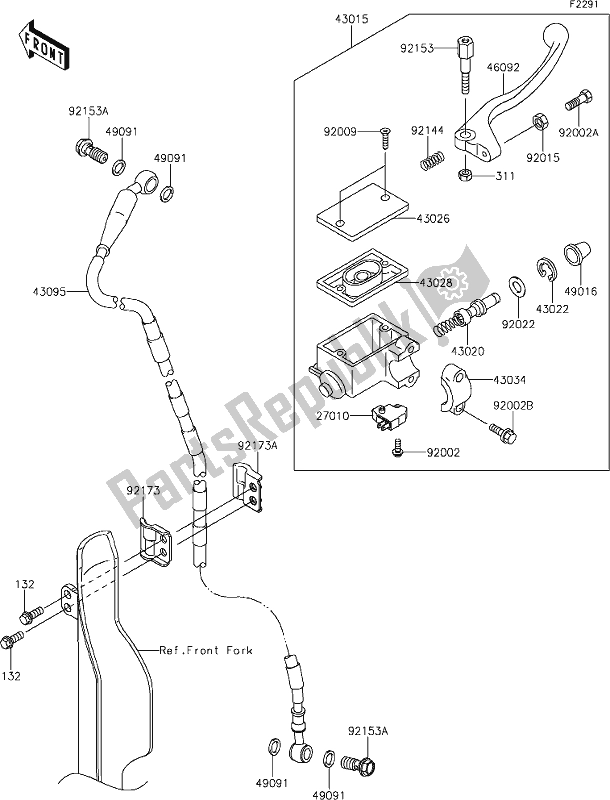 Alle onderdelen voor de 38 Front Master Cylinder van de Kawasaki KLX 450R 2020