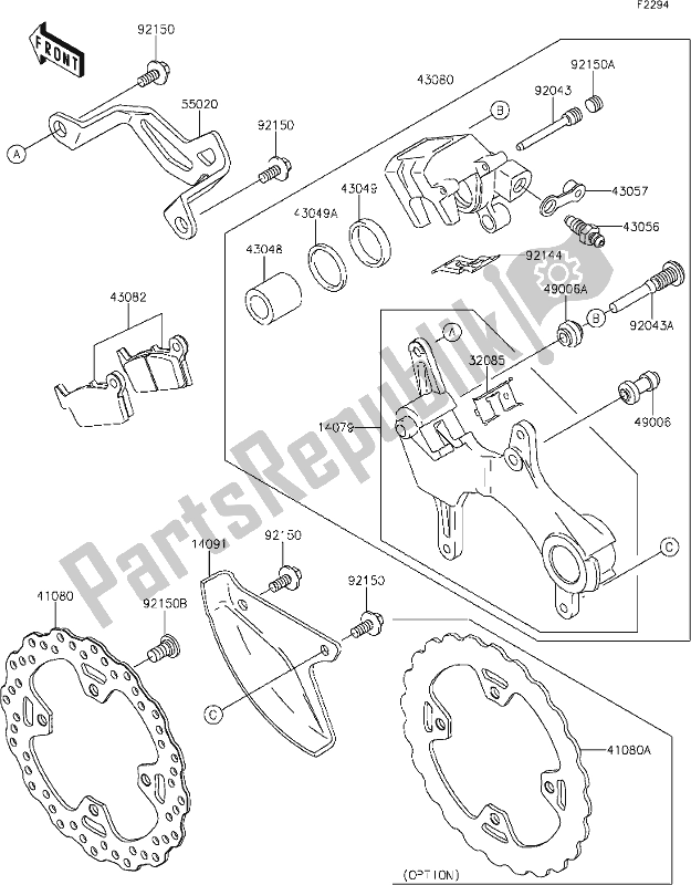 Wszystkie części do 41 Rear Brake Kawasaki KLX 450R 2020