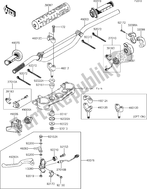 Wszystkie części do 42 Handlebar Kawasaki KLX 450R 2020