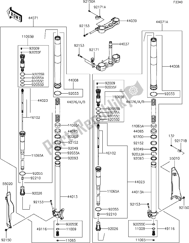 Tutte le parti per il 43-1front Fork del Kawasaki KLX 450R 2020