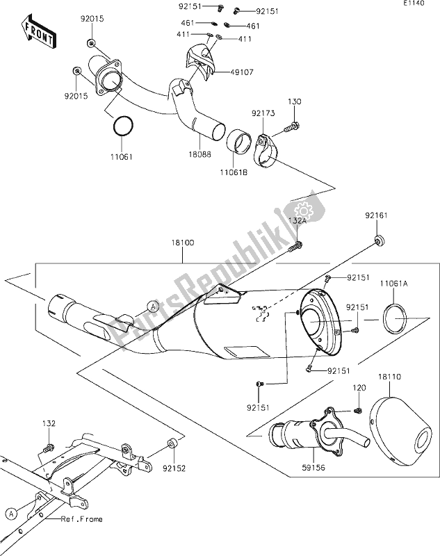 Wszystkie części do 5 Muffler(s) Kawasaki KLX 450R 2020