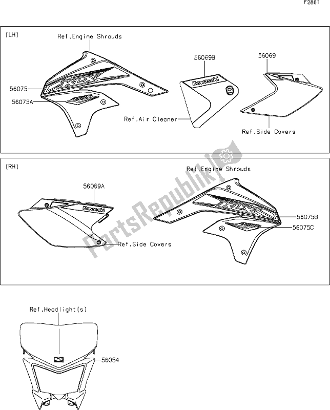 All parts for the 54 Decals(ajf) of the Kawasaki KLX 450R 2020