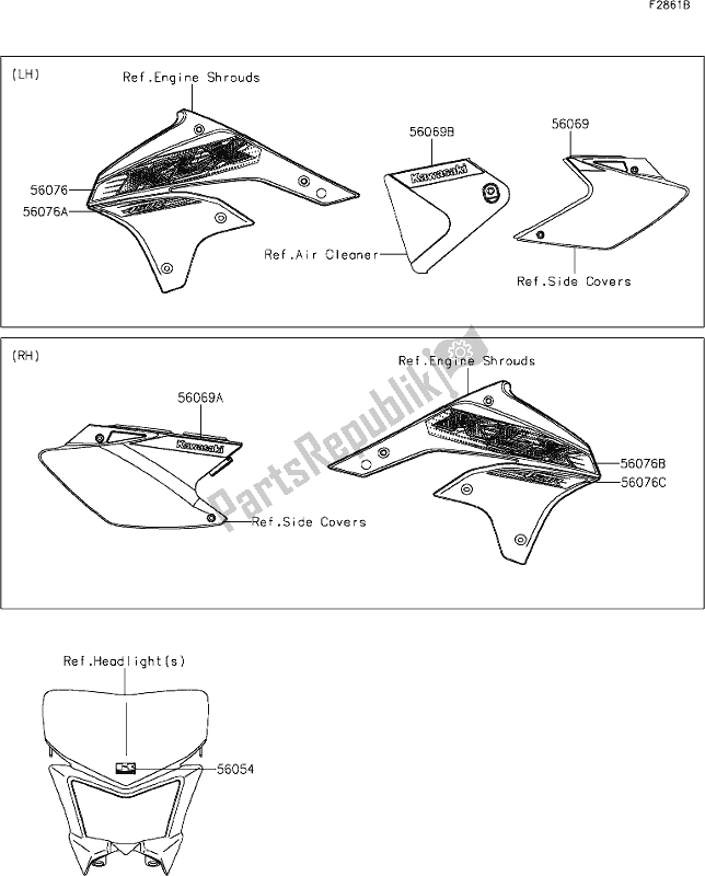 All parts for the 56 Decals(alf) of the Kawasaki KLX 450R 2020