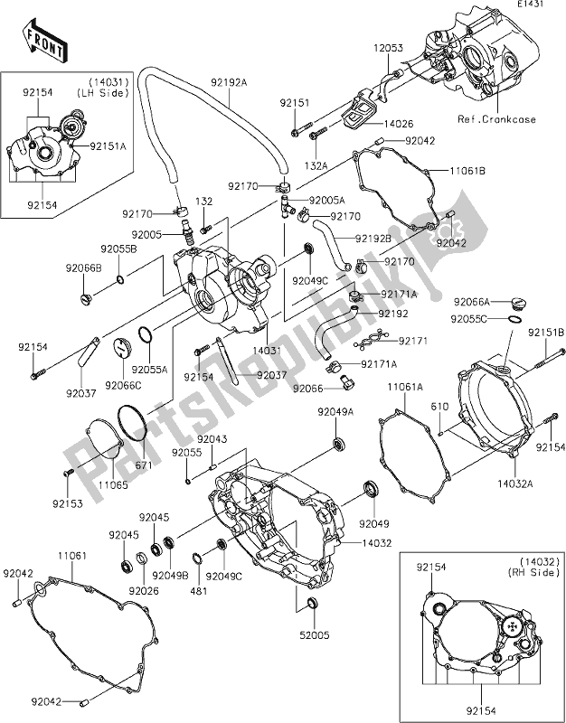 All parts for the 15-1engine Cover(s) of the Kawasaki KLX 450R 2021