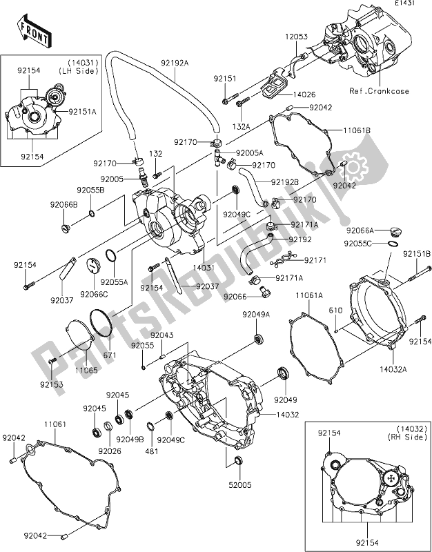 All parts for the 15 Engine Cover(s) of the Kawasaki KLX 450R 2021