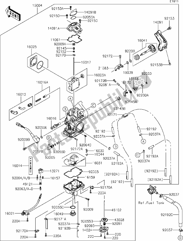 Toutes les pièces pour le 16 Carburetor du Kawasaki KLX 450R 2021