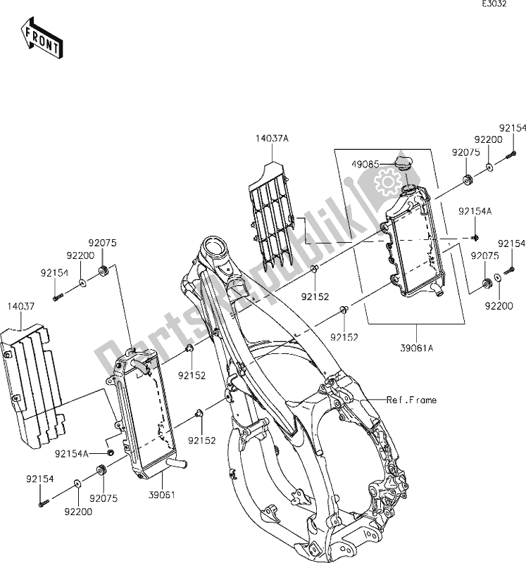 Alle onderdelen voor de 23 Radiator van de Kawasaki KLX 450R 2021
