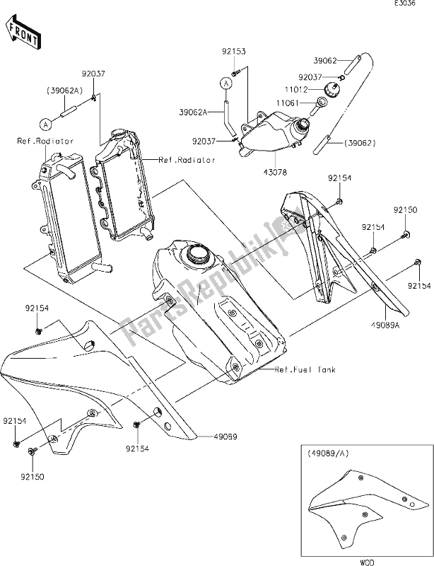 Todas as partes de 24 Engine Shrouds do Kawasaki KLX 450R 2021