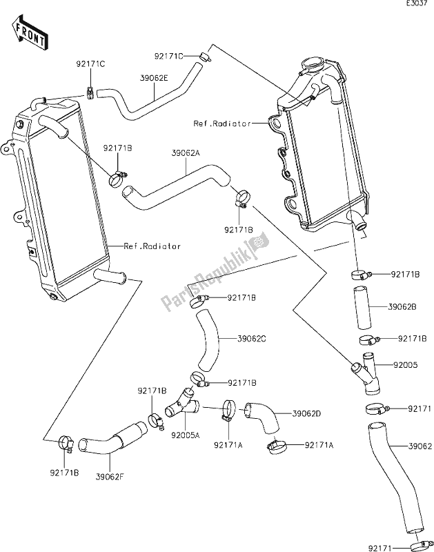 Todas las partes para 25 Water Pipe de Kawasaki KLX 450R 2021