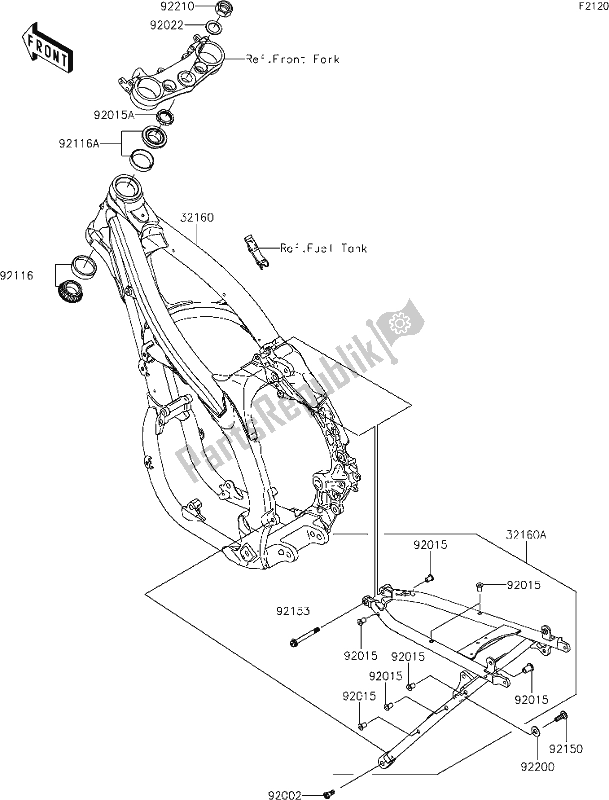 Toutes les pièces pour le 26 Frame du Kawasaki KLX 450R 2021